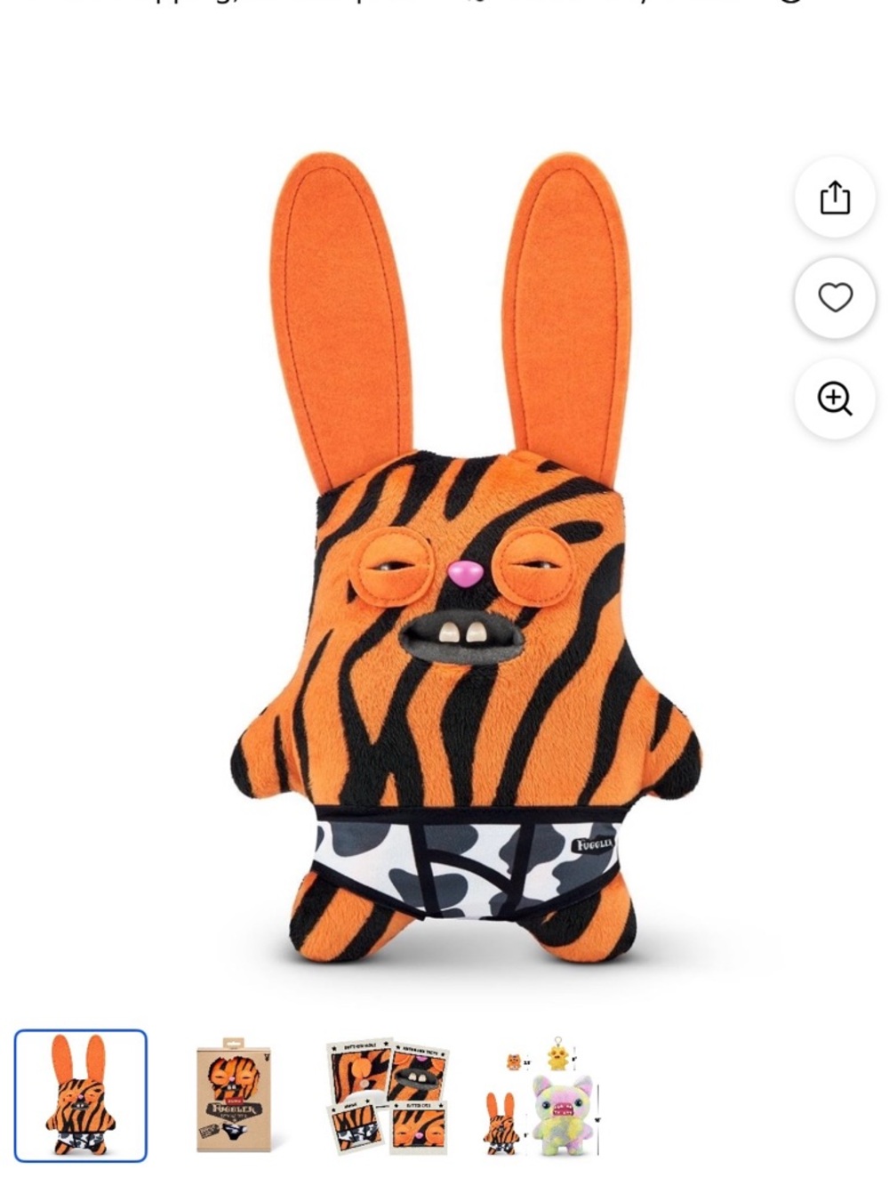 Fuggler Orange Tiger-Stripe Rabid Rabbit Plush